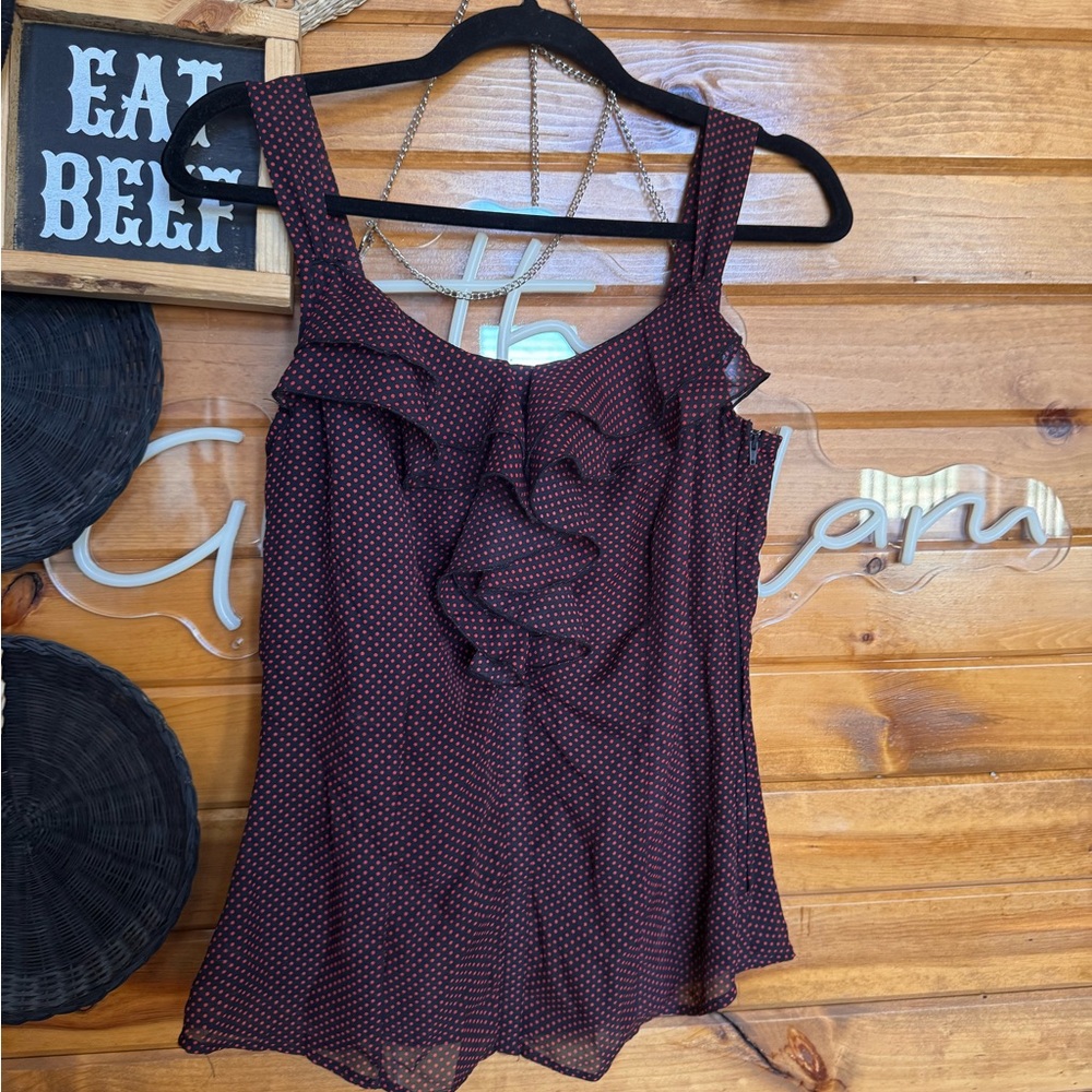 Maurices Burgundy Ruffle Blouse